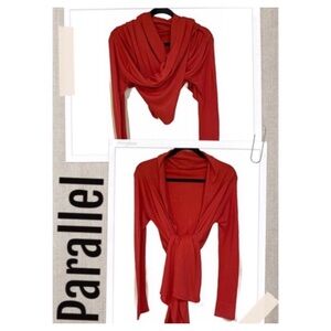 PARALLEL Cardigan Red Stunning Long Sleeve Open Cardigan Size S